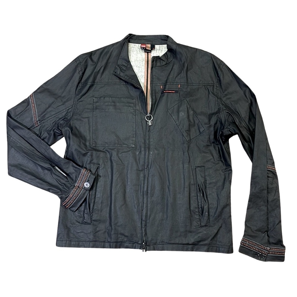 Diesel womens XL dark gray cotton linen flax blend lightweight jacket EUC